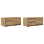 2 db kézműves tölgy szerelt fa TV-szekrény 60x31x25,5 cm 2