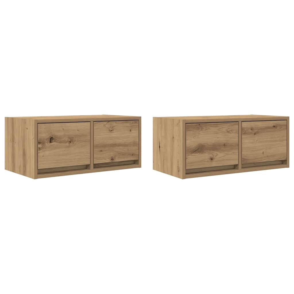 2 db kézműves tölgy szerelt fa TV-szekrény 60x31x25,5 cm 2
