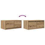 2 db kézműves tölgy szerelt fa TV-szekrény 60x31x25,5 cm 13