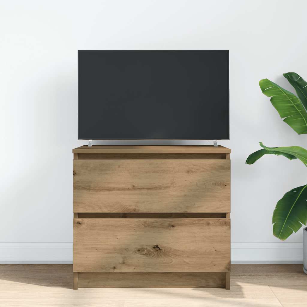 Kézműves tölgy színű szerelt fa TV-szekrény 60x35x54 cm 3