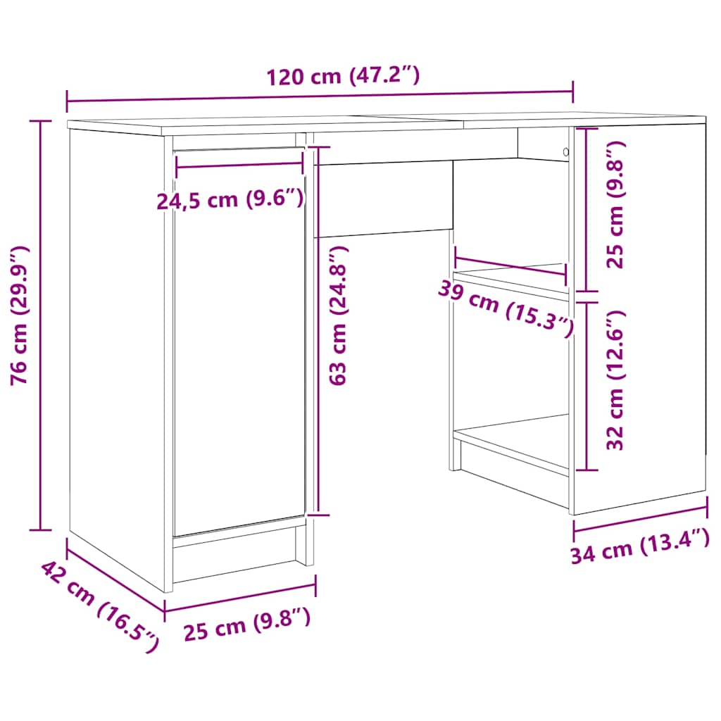Antik fa szerelt fa íróasztal 120x42x76 cm 13