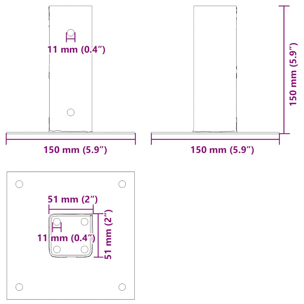 12 db horganyzott acélból oszlopalapok négyzet alakúak 51x51 mm 10