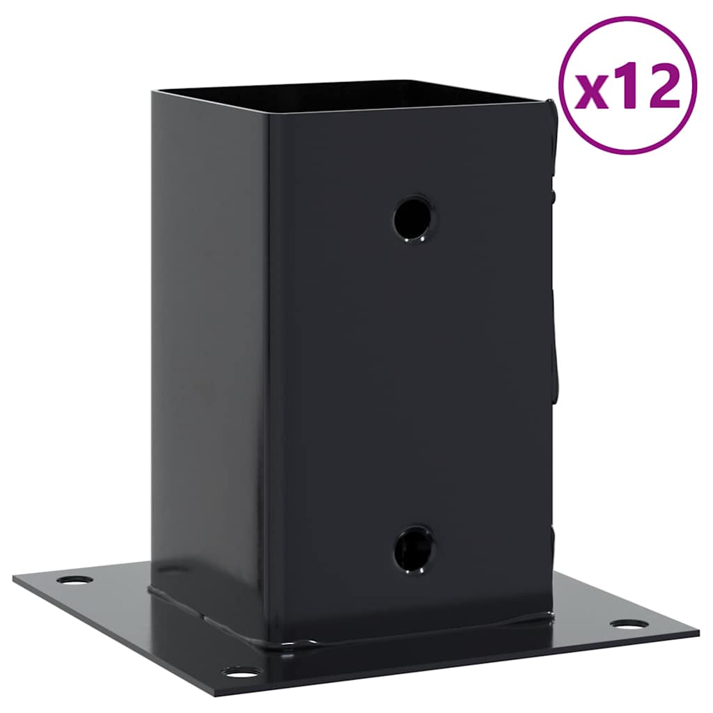 12 db antracit porszórt acél oszlopalapok négyzet alakú 91x91mm 2