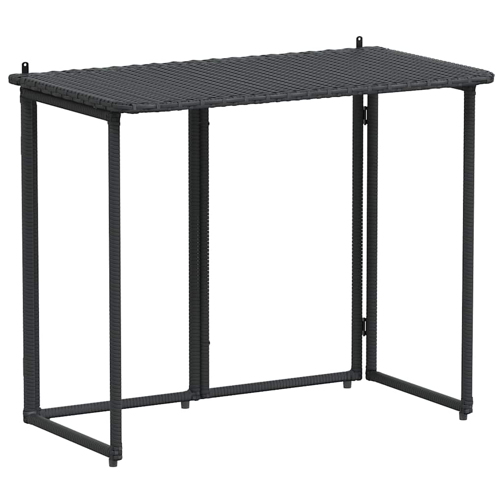 Fekete polyrattan összecsukható kerti asztal 90x51x75 cm 2