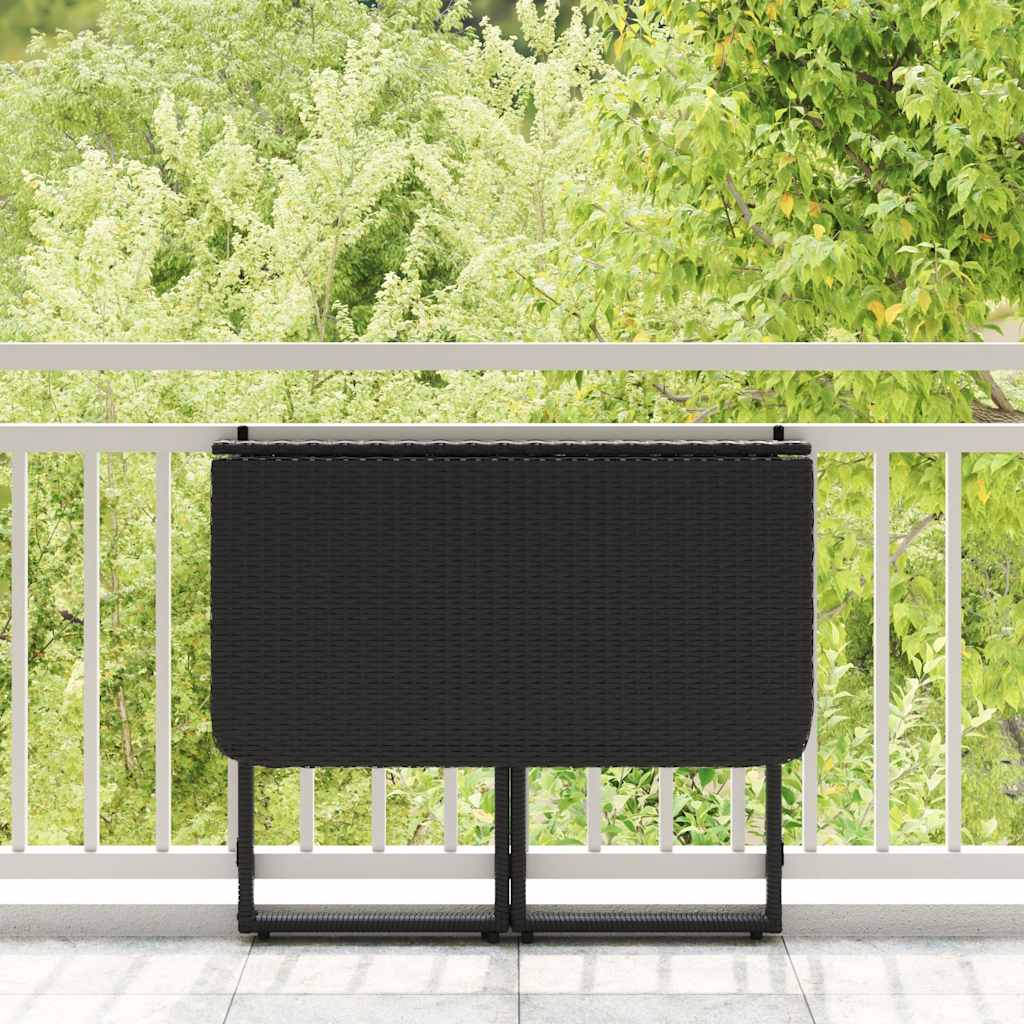 Fekete polyrattan összecsukható kerti asztal 90x51x75 cm 3