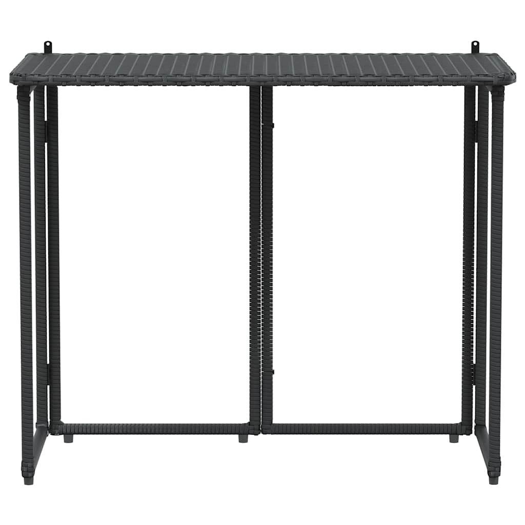 Fekete polyrattan összecsukható kerti asztal 90x51x75 cm 4