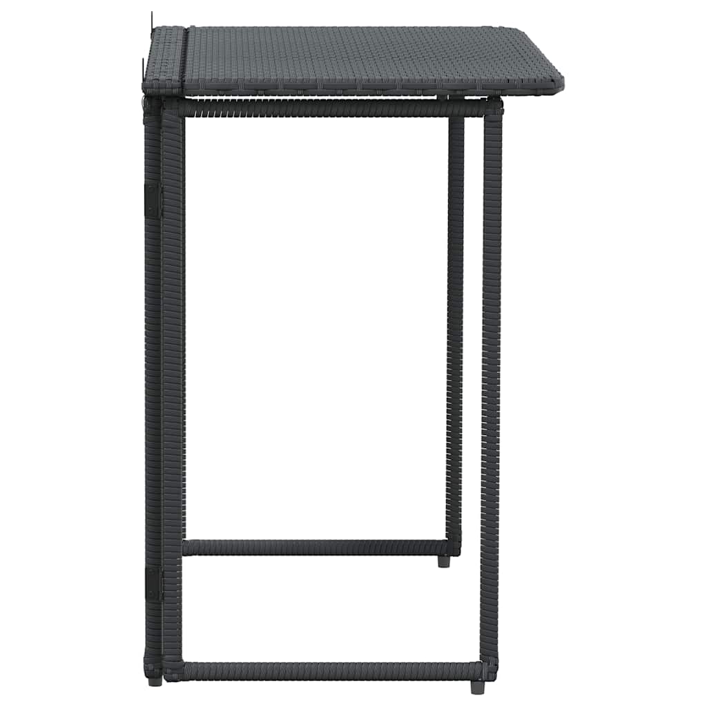 Fekete polyrattan összecsukható kerti asztal 90x51x75 cm 5