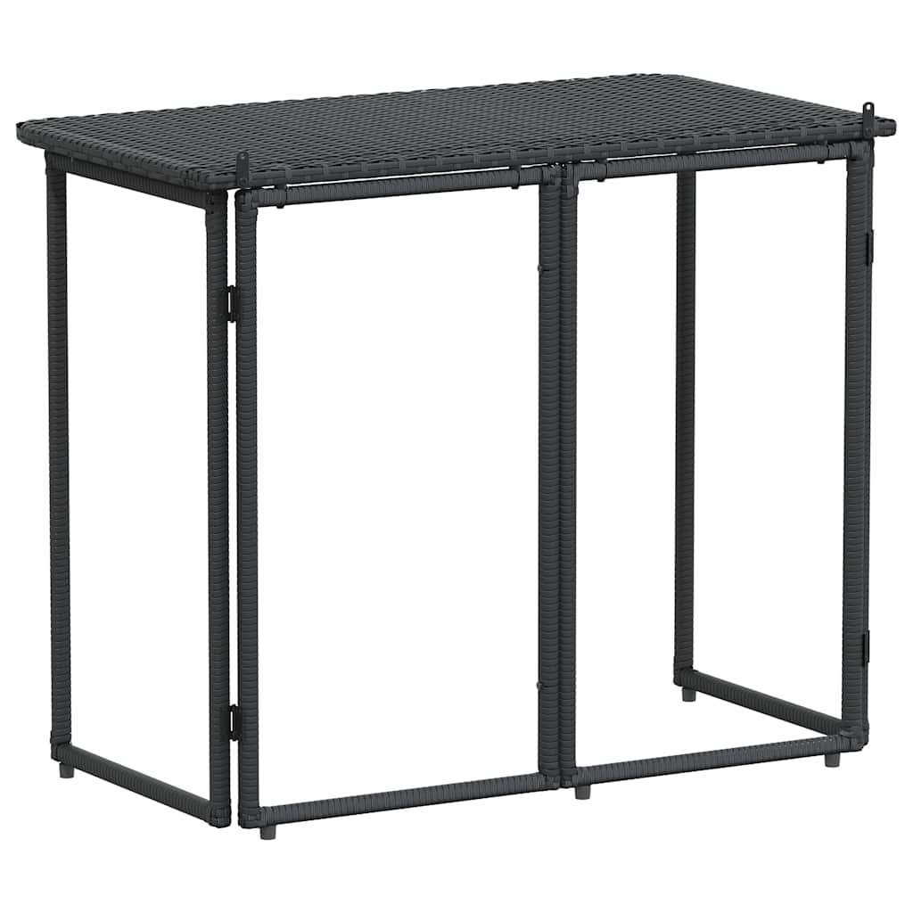 Fekete polyrattan összecsukható kerti asztal 90x51x75 cm 6