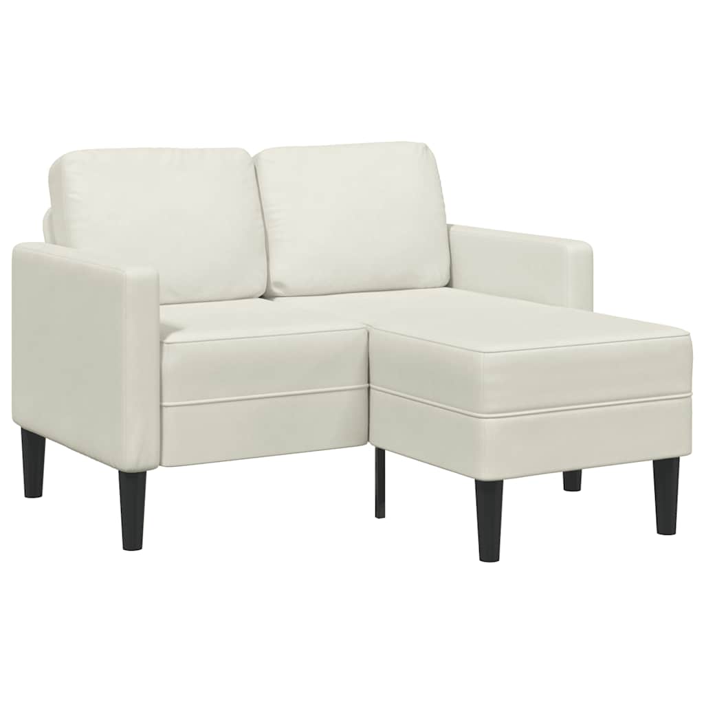 Krémszínű bársony 2 üléses kanapé L-alakú kanapéval 125 cm