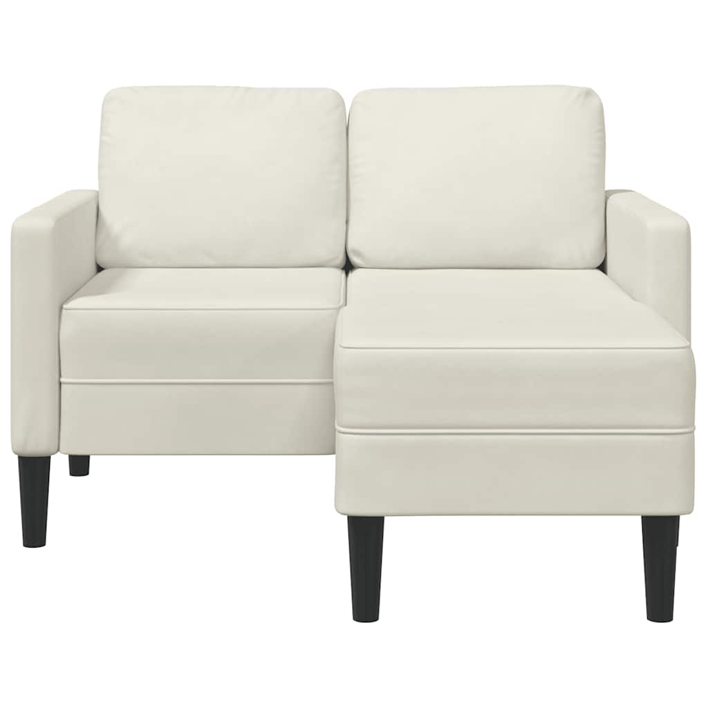 Krémszínű bársony 2 üléses kanapé L-alakú kanapéval 125 cm 4