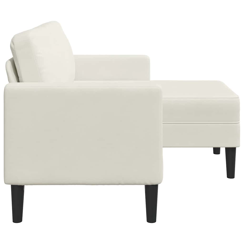 Krémszínű bársony 2 üléses kanapé L-alakú kanapéval 125 cm 5