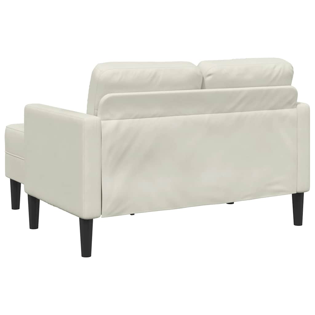Krémszínű bársony 2 üléses kanapé L-alakú kanapéval 125 cm 6