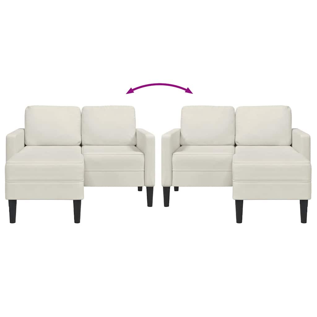 Krémszínű bársony 2 üléses kanapé L-alakú kanapéval 125 cm 7