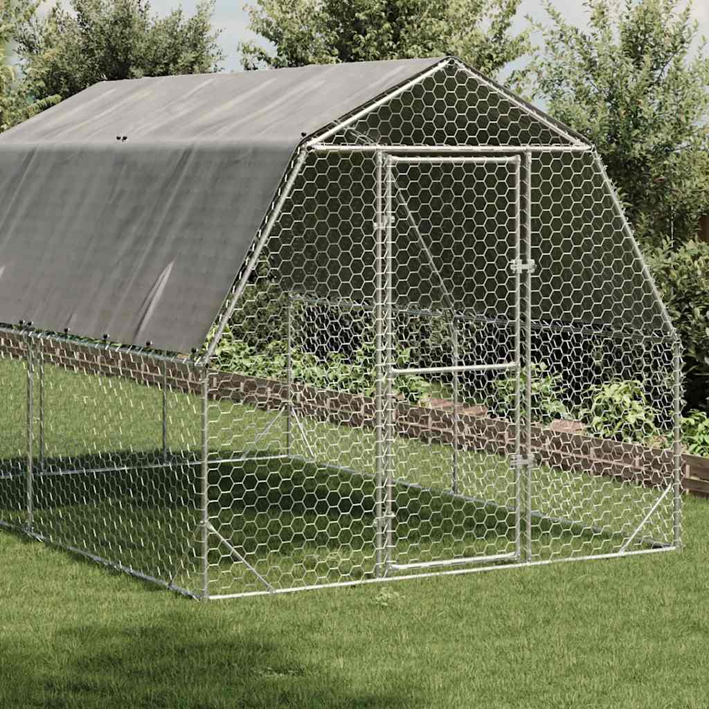 Csirkekifutó tetővel 2,5x4x2,25 m horganyzott acél 2