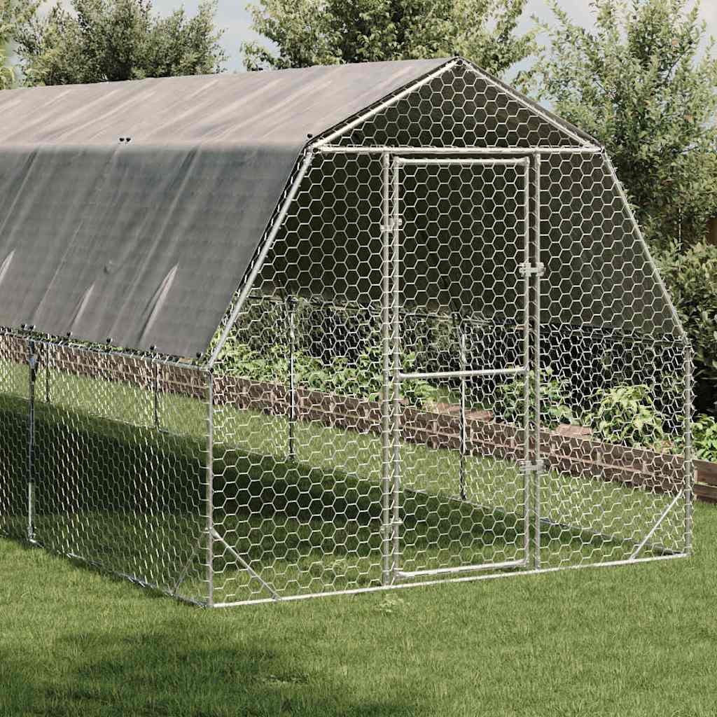 Csirkekifutó tetővel 2,5x8x2,25 m horganyzott acél 2