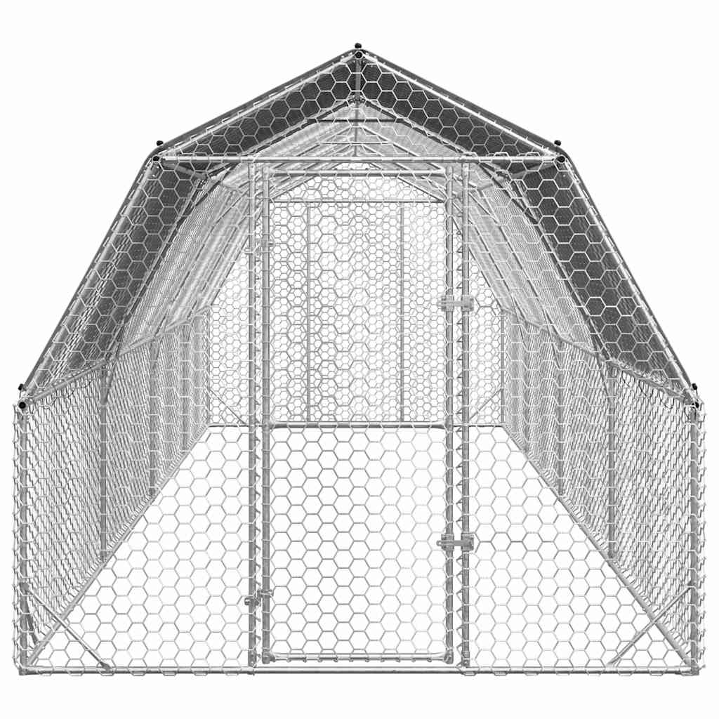 Csirkekifutó tetővel 2,5x8x2,25 m horganyzott acél 3