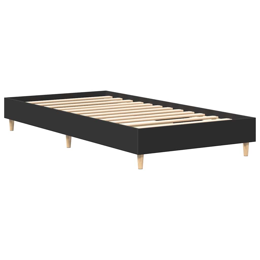 Fekete szerelt fa ágykeret matrac nélkül 90 x 200 cm 4