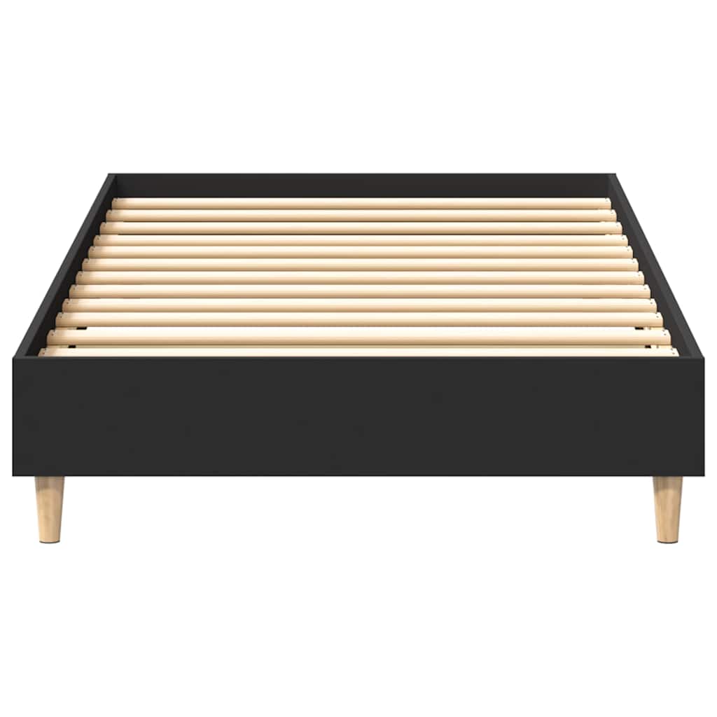 Fekete szerelt fa ágykeret matrac nélkül 90 x 200 cm 5