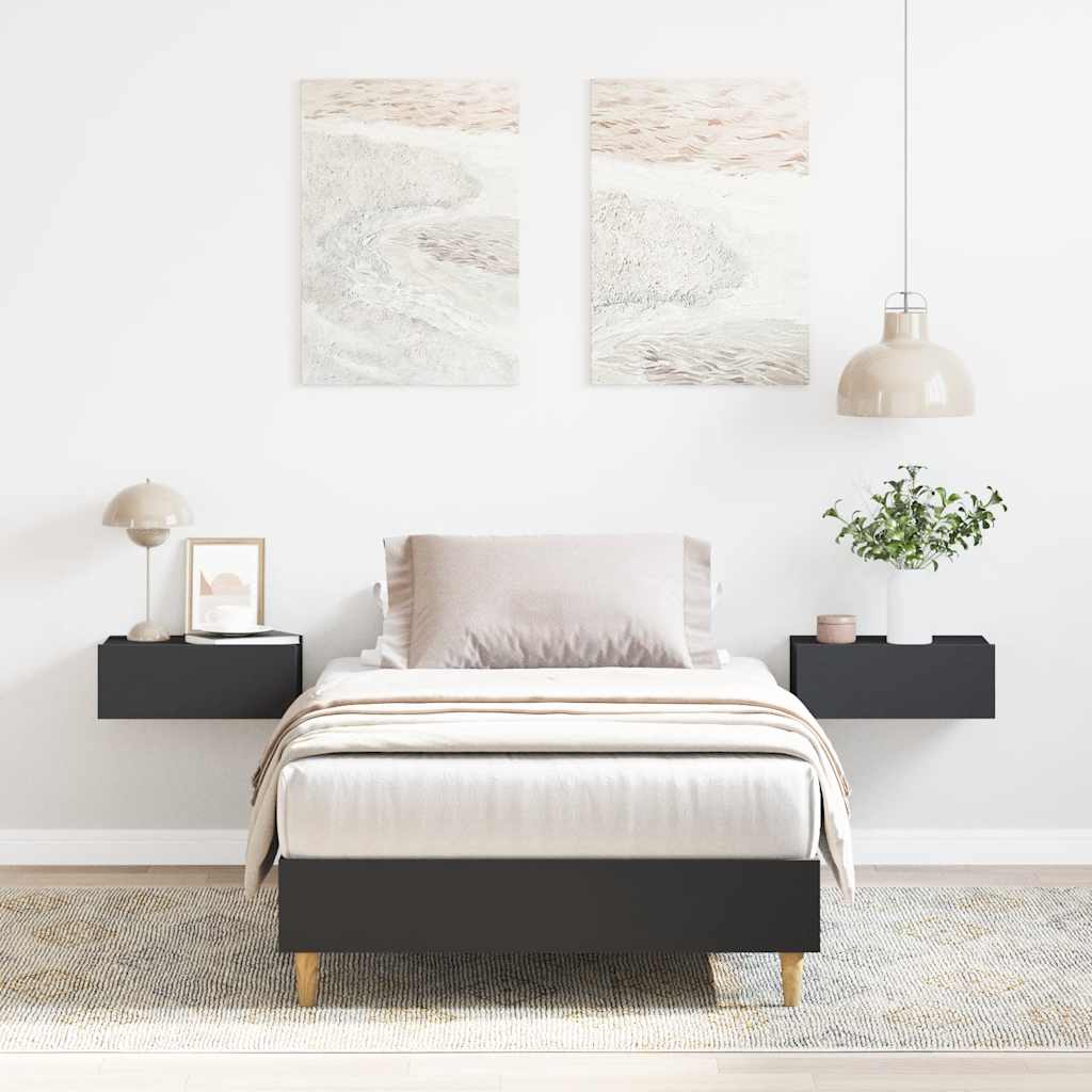 Fekete szerelt fa ágykeret matrac nélkül 90 x 200 cm