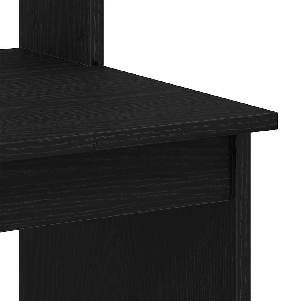 Fekete tölgy szerelt fa íróasztal polcokkal 102 x 45 x 148 cm 8
