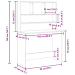 Fekete tölgy szerelt fa íróasztal polcokkal 102 x 45 x 148 cm 10