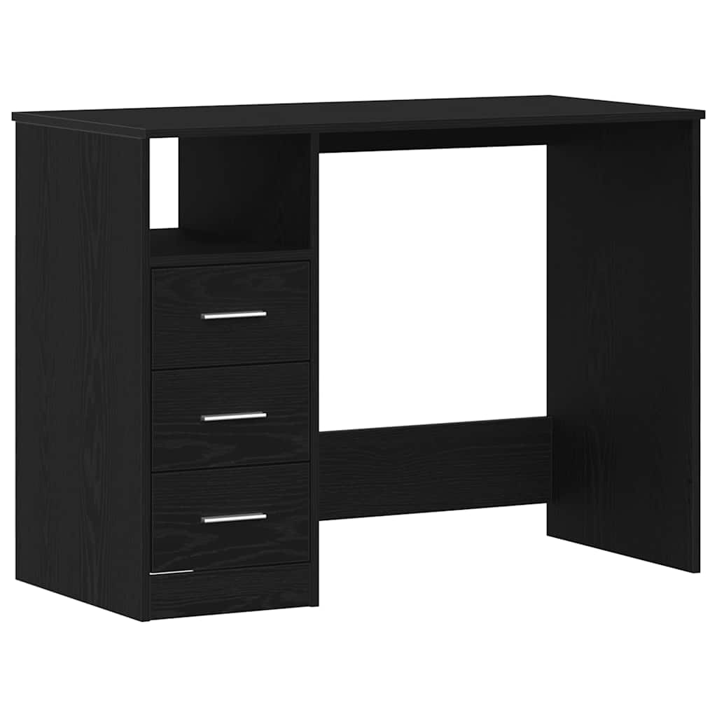 Fekete tölgy szerelt fa íróasztal fiókokkal 102 x 50 x 76 cm 2