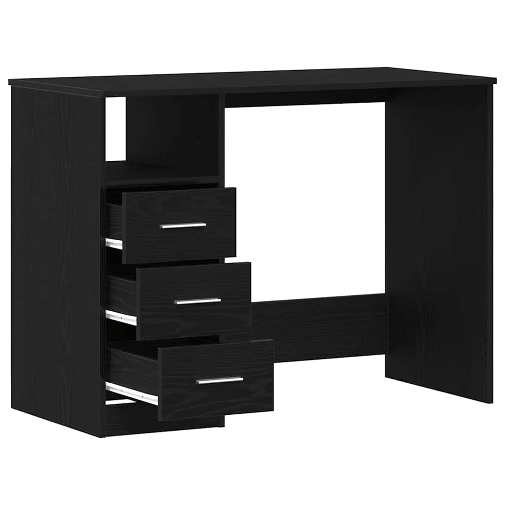 Fekete tölgy szerelt fa íróasztal fiókokkal 102 x 50 x 76 cm 5