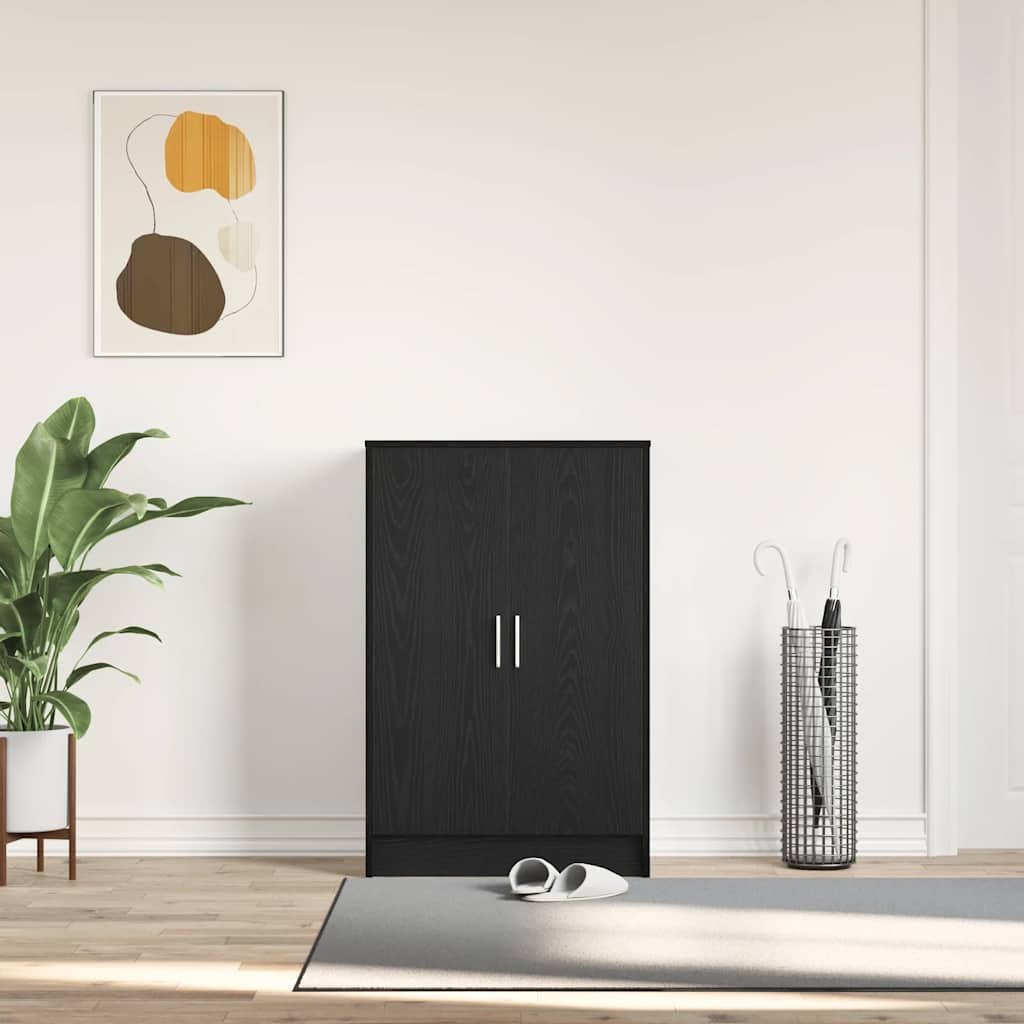 Fekete tölgy szerelt fa cipőszekrény 60x35x92 cm 3