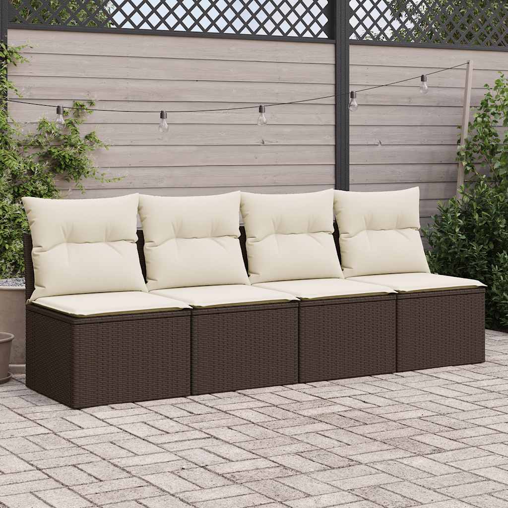 2 részes barna polyrattan akácfa kerti ülőgarnitúra párnákkal 3
