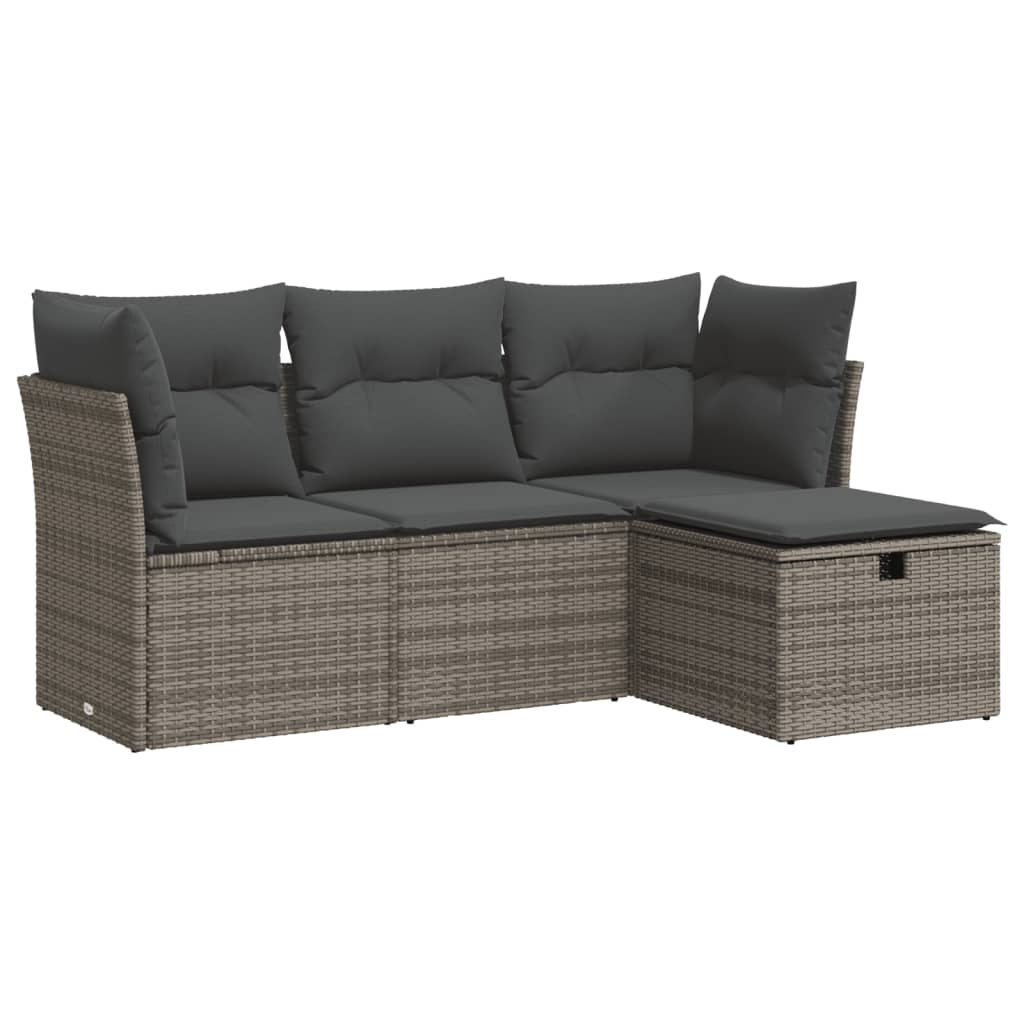 4 részes szürke polyrattan kerti ülőgarnitúra párnákkal 2