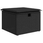 5 részes fekete polyrattan kerti kanapészett párnákkal 5