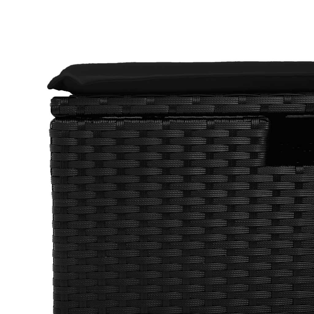5 részes fekete polyrattan kerti kanapészett párnákkal 10