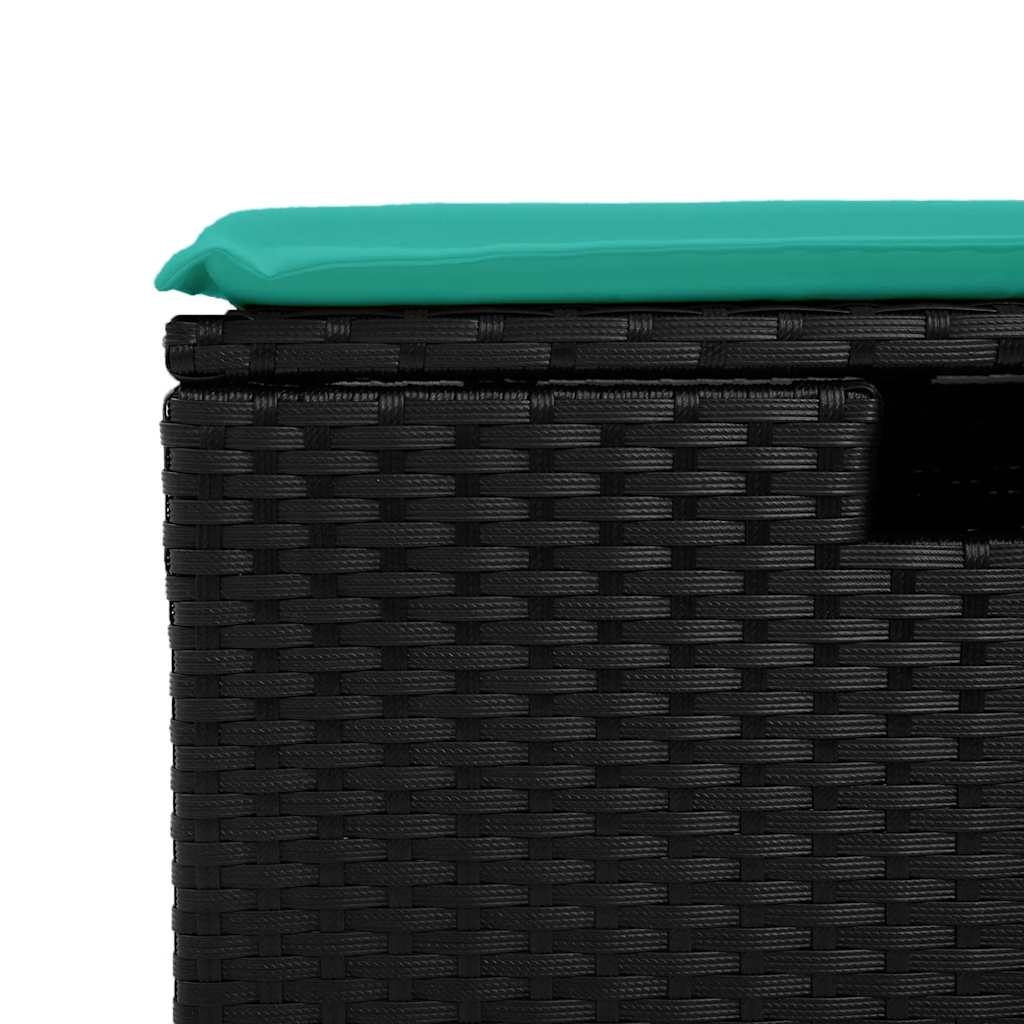 5 részes fekete polyrattan kerti kanapészett párnákkal 10