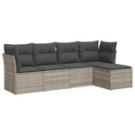 5 részes világosszürke polyrattan kerti ülőgarnitúra párnákkal 2
