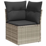 5 részes világosszürke polyrattan kerti ülőgarnitúra párnákkal 4