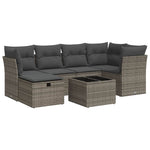 7 részes szürke polyrattan kerti ülőgarnitúra párnákkal 2