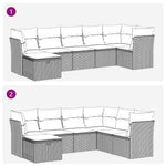 7 részes szürke polyrattan kerti ülőgarnitúra párnákkal 9