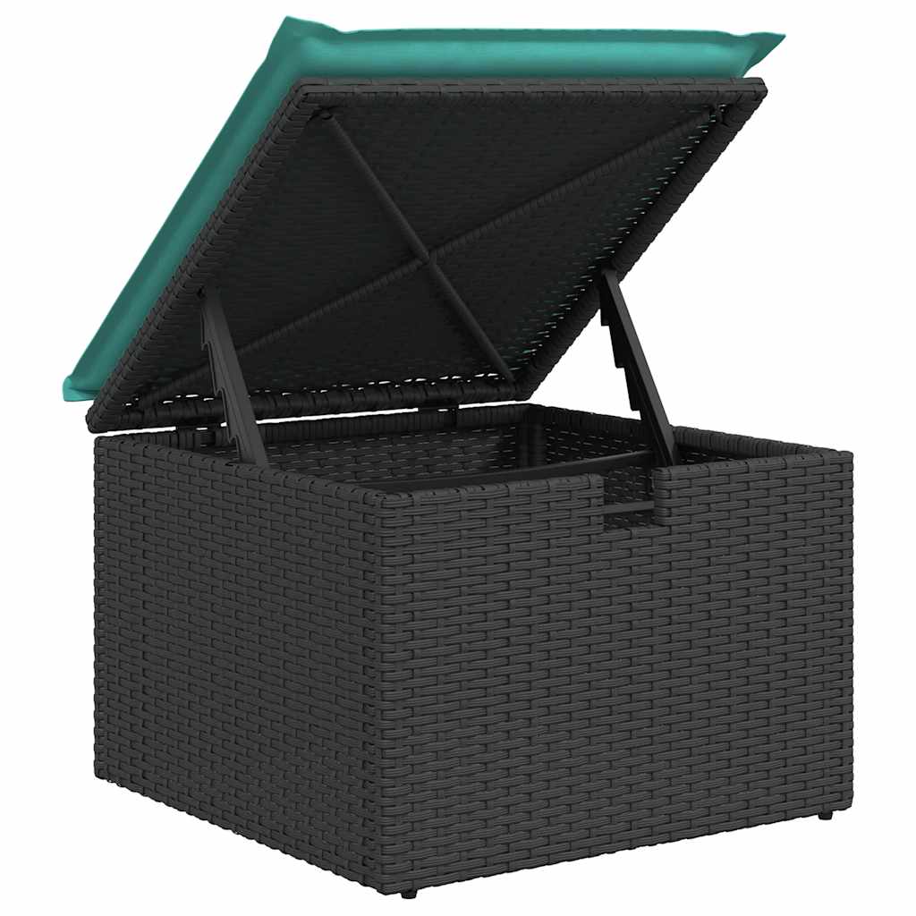 8 részes fekete polyrattan kerti ülőgarnitúra párnákkal 9