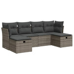 6 részes szürke polyrattan kerti ülőgarnitúra párnákkal 2