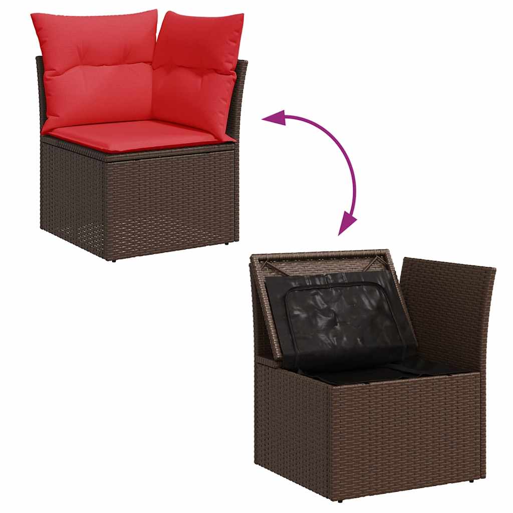 6 részes barna polyrattan kerti ülőgarnitúra párnával 7