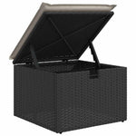8 részes fekete polyrattan kerti ülőgarnitúra párnákkal 8