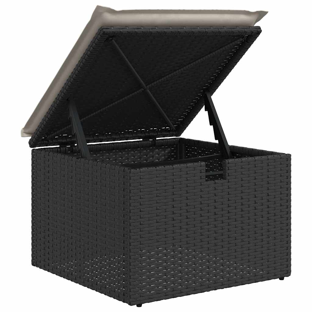 8 részes fekete polyrattan kerti ülőgarnitúra párnákkal 8