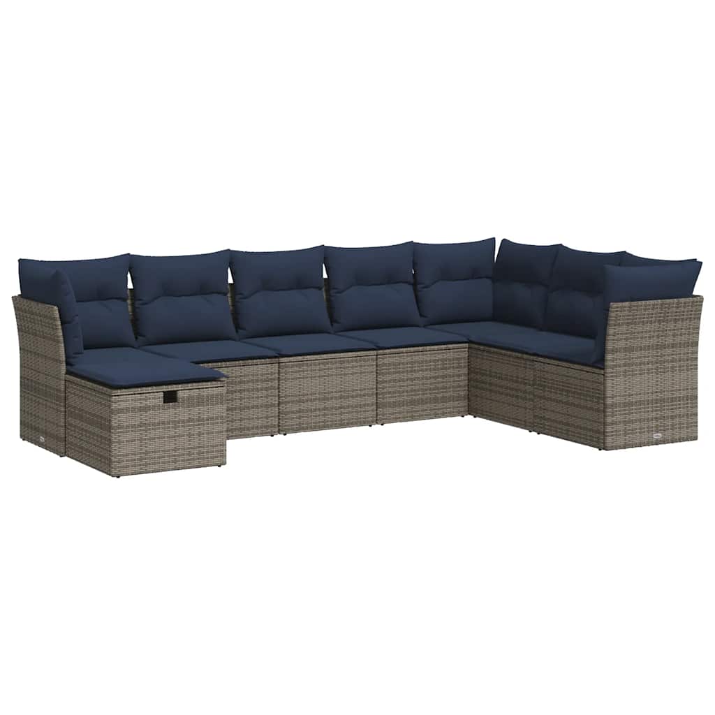 9 részes szürke polyrattan kerti ülőgarnitúra párnákkal 2