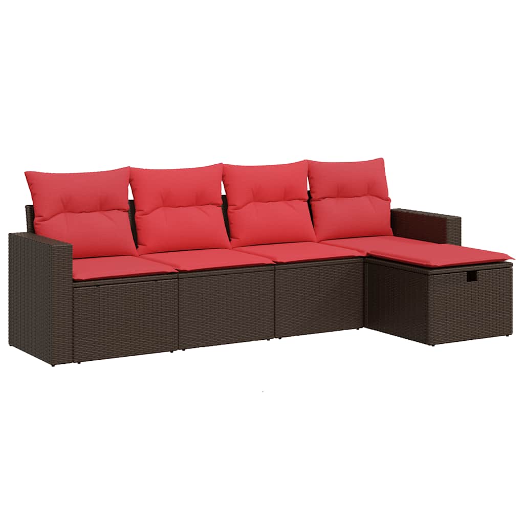 5 részes barna polyrattan kerti ülőgarnitúra párnával 2