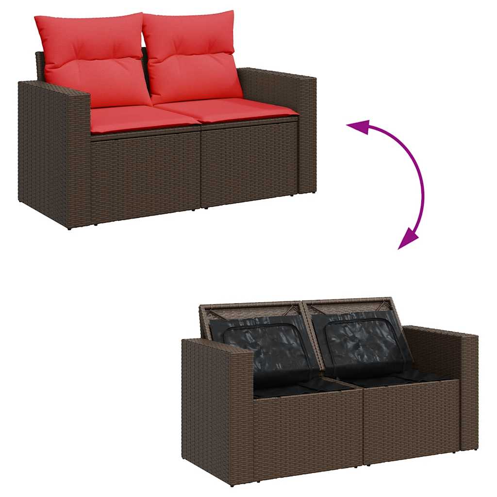 5 részes barna polyrattan kerti ülőgarnitúra párnával 8
