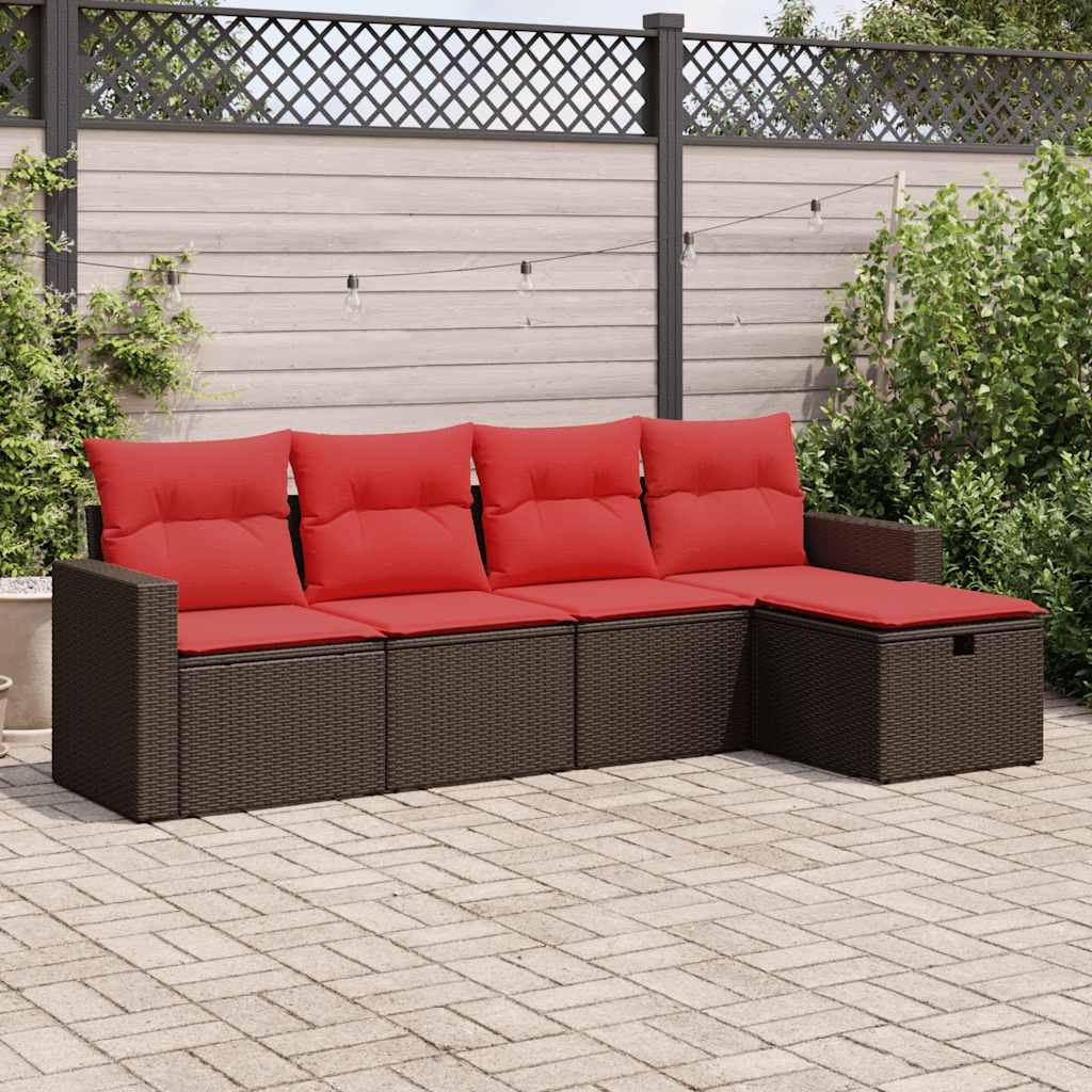 5 részes barna polyrattan kerti ülőgarnitúra párnával