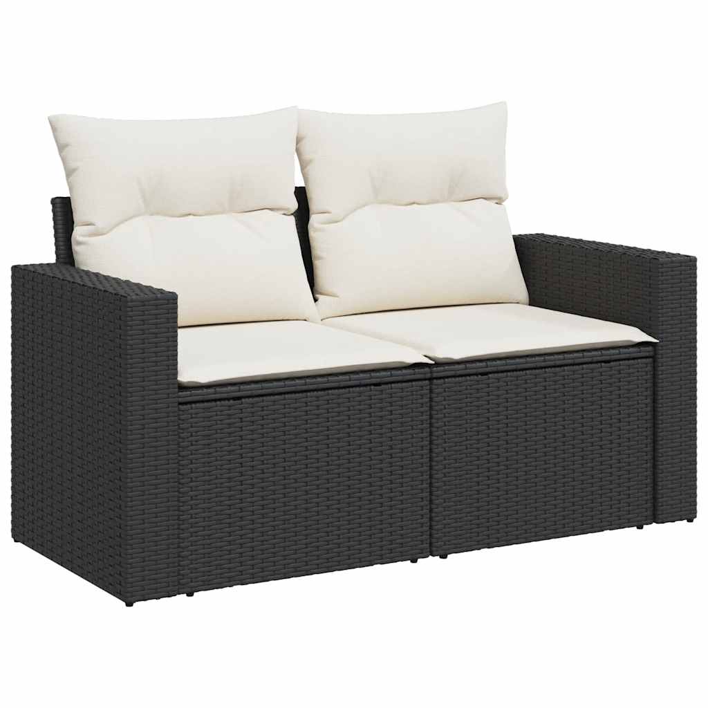 6 részes fekete polyrattan kerti ülőgarnitúra párnákkal 4