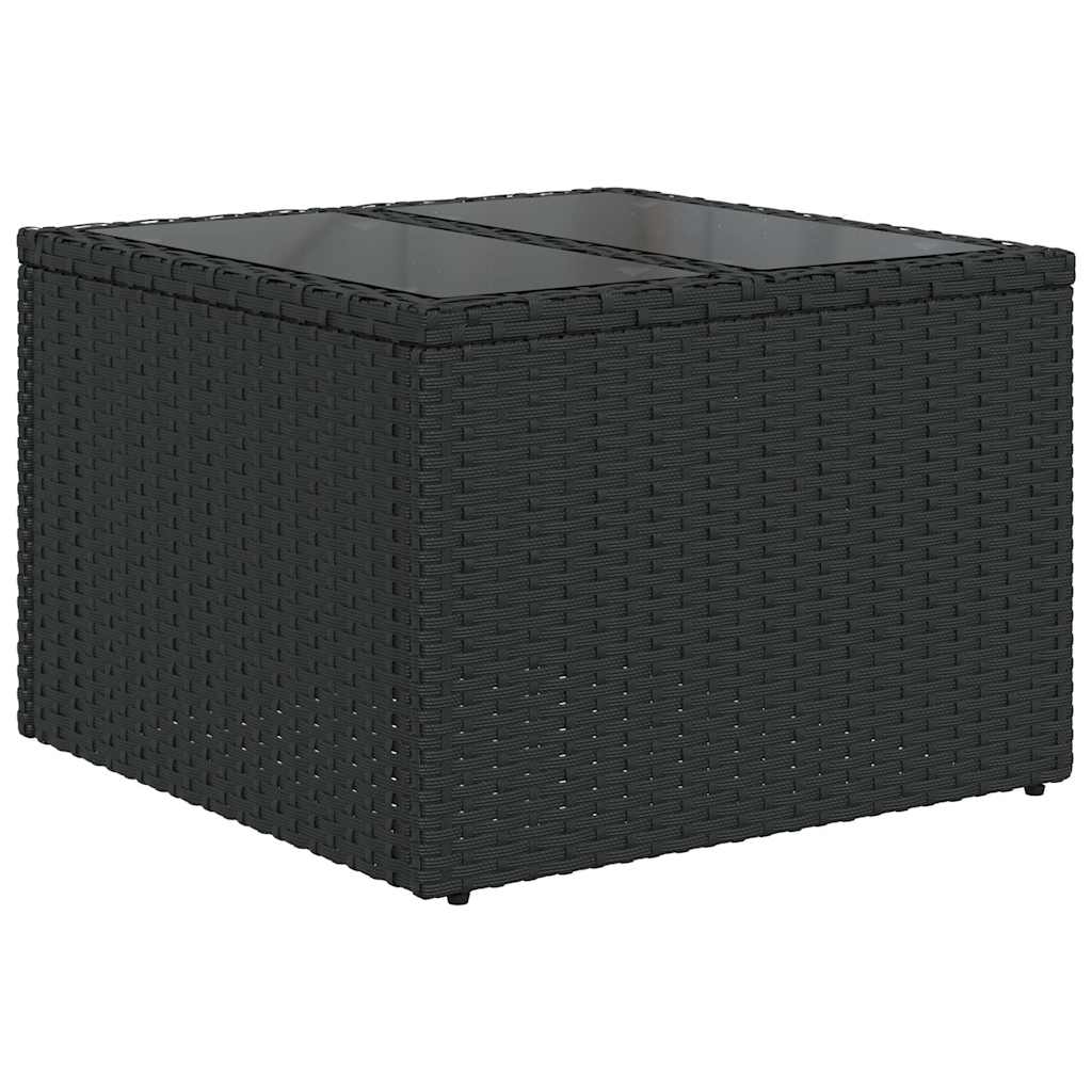 7 részes fekete polyrattan kerti ülőgarnitúra párnával 7
