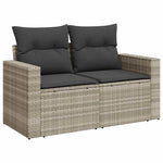 7 részes világosszürke polyrattan kerti ülőgarnitúra párnákkal 5