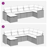 7 részes fekete polyrattan kerti ülőgarnitúra párnával 11